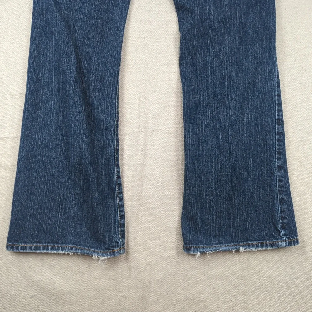 Lucky Brand Jeans Mens 30x31 Blue Slim Boot Cut Buton Fly Western Distressed